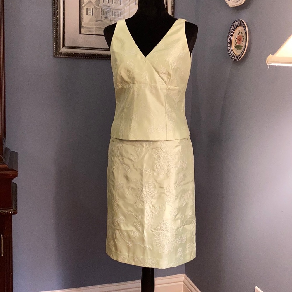 Green Damask Skirt Set